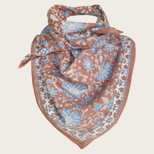 Charger l'image dans la galerie, Foulard coton bio marron et bleu