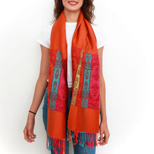 Charger l'image dans la galerie, Étole Pashmina Indie orange brique
