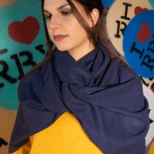 Charger l'image dans la galerie, Étole mixte Cachemire et Laine Liam bleu marine