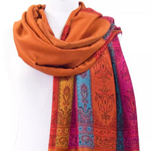 Charger l'image dans la galerie, Étole Pashmina Indie orange brique