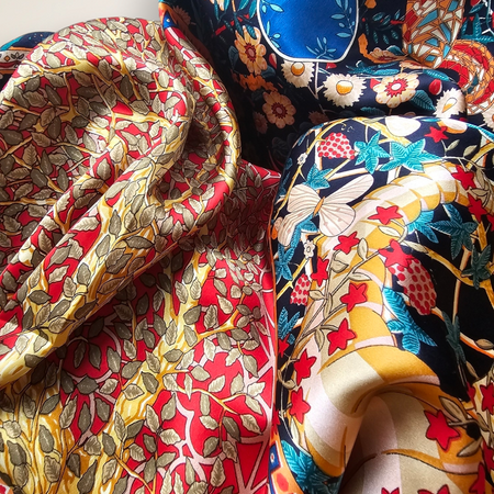 Foulard soie feuille d'or 